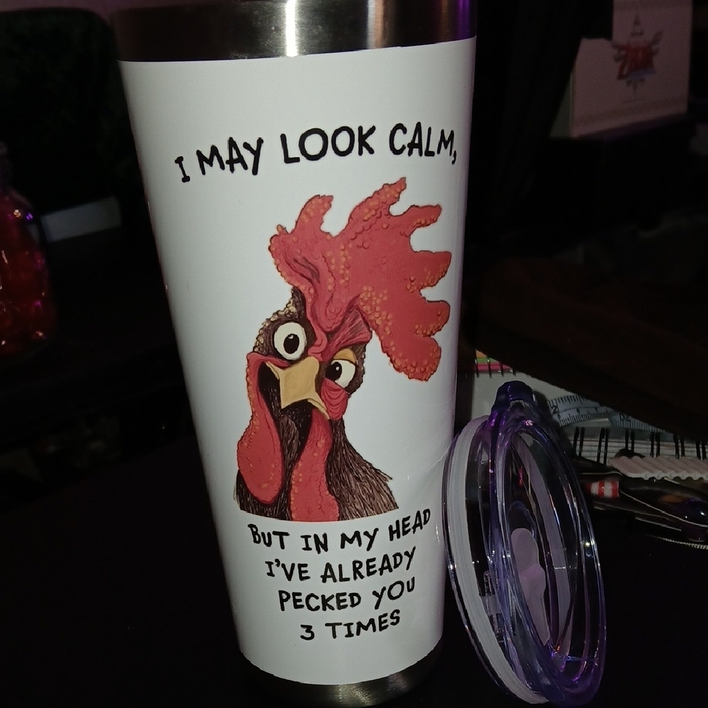 Rooster Design Stainless Steel Tumbler - White - Picture 4 of 4